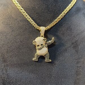 14k Gold Plated and Silver Teddy Bear Pendant